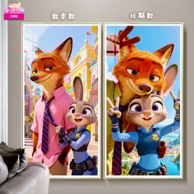 【週邊】阿喵畫社－動物方程式 尼克＆茱蒂 大竪款 裝飾畫1