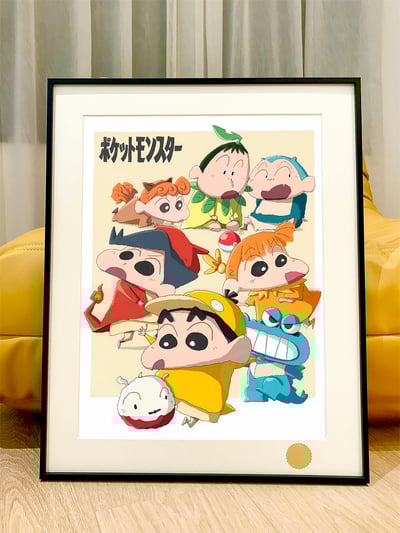 【週邊】星空工作室－蠟筆小新 寶可夢春日部 裝飾畫1