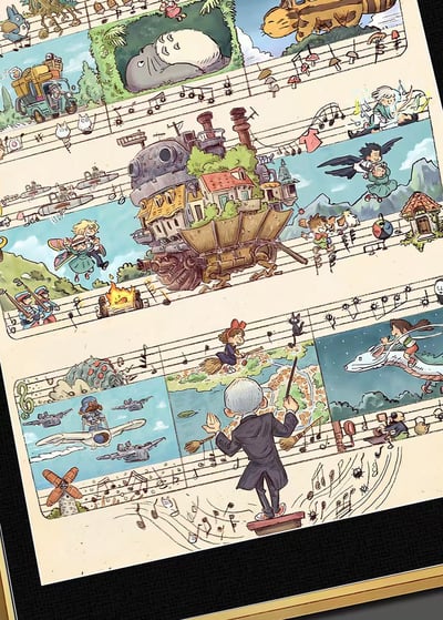 【週邊】千鳥社-宮崎駿動畫配樂久石讓千尋移動城堡龍貓裝飾畫3