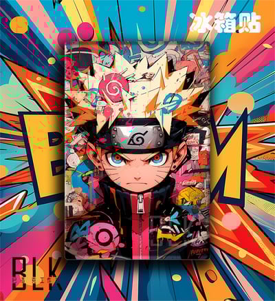【週邊】巴洛克－火影忍者 塗鴉鳴人 裝飾畫&冰箱貼5