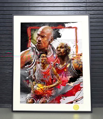 【週邊】H2工作室-OG 公牛三巨頭 喬登皮朋羅德曼NBA公牛裝飾畫2