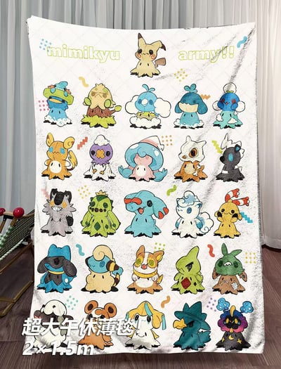 【週邊】千鳥社-精靈寶可夢謎擬丘皮卡丘卡拉卡拉午睡毯地毯裝飾畫3