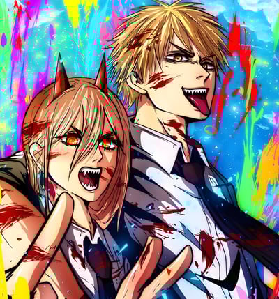 【週邊】H2工作室-塗鴉電次帕瓦 電鋸人鏈鋸人ChainsawMan血魔人裝飾畫4