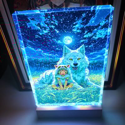 【週邊】阿喵畫社－宮崎駿 幽靈公主 月光 發光卡磚1