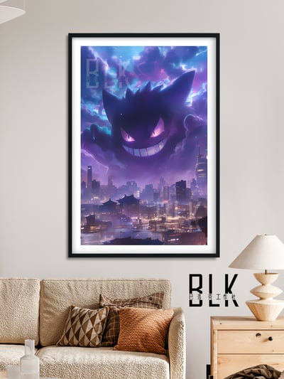 【週邊】巴洛克－寶可夢 城市耿鬼 裝飾畫&冰箱貼4