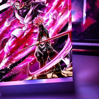 【週邊】阿喵畫社-超級賽亞人桃紅發光卡磚3