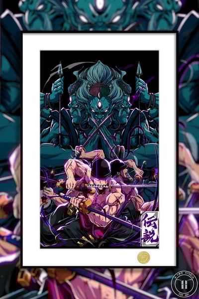 【週邊】H2工作室-九刀流索隆 海賊王鬼氣阿修羅索隆閻魔裝飾畫1