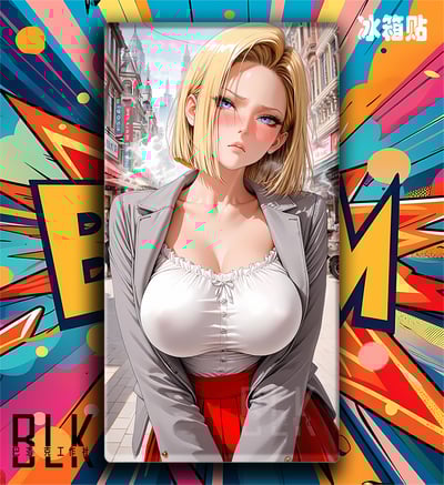 【週邊】巴洛克－七龍珠 羞澀18號 裝飾畫＆冰箱貼5