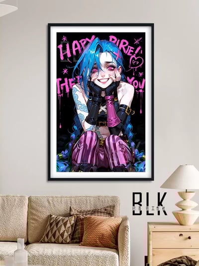 【週邊】巴洛克－英雄聯盟 粉色金克絲 裝飾畫&冰箱貼4