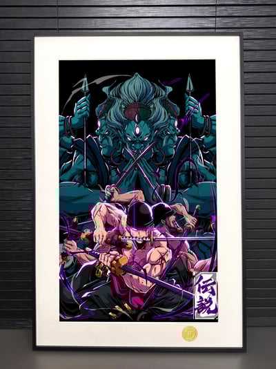 【週邊】H2工作室-九刀流索隆 海賊王鬼氣阿修羅索隆閻魔裝飾畫2