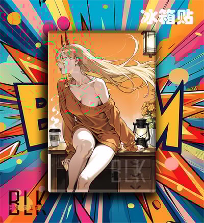 【週邊】巴洛克－鏈鋸人 咖啡帕瓦 裝飾畫＆冰箱貼5