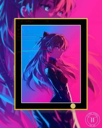 【週邊】H2工作室-藍粉明日香 EVA新世紀福音戰士明日香二號機裝飾畫1