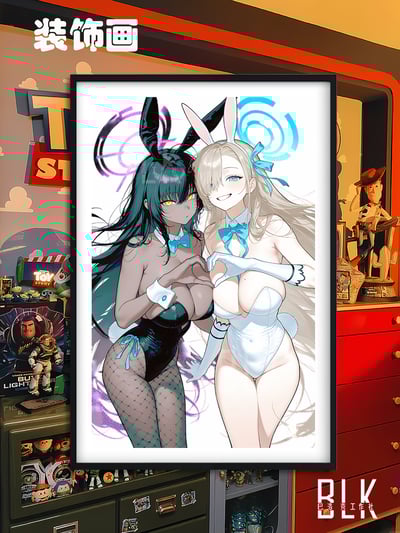 【週邊】巴洛克－蔚藍檔案 黑白兔 裝飾畫&冰箱貼1