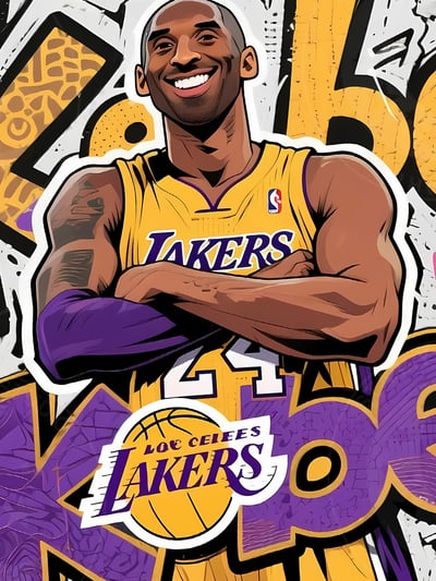 【週邊】星空工作室-塗鴉科比 Kobe黑曼巴小飛俠NBA洛杉磯湖人隊Kobe布萊恩特動漫裝飾畫3