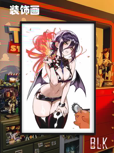 【週邊】巴洛克-小惡魔蕾塞 電鋸人鏈鋸人瑪奇瑪電次Reze波姆Bomb炸彈惡魔動漫裝飾畫 冰箱貼1