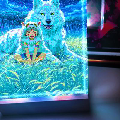 【週邊】阿喵畫社－宮崎駿 幽靈公主 月光 發光卡磚3