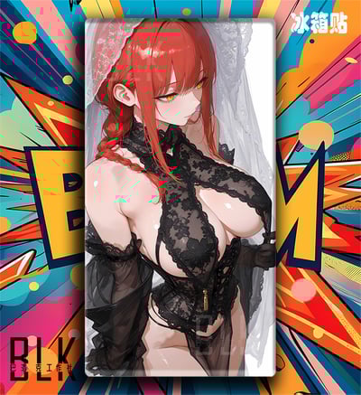 【週邊】巴洛克－鏈鋸人 黑紗瑪奇瑪 裝飾畫&冰箱貼5