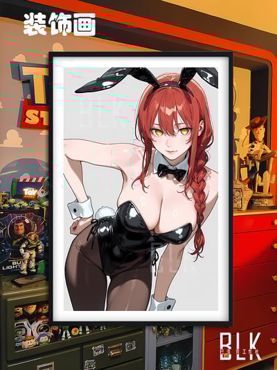 【週邊】巴洛克－鏈鋸人 兔女郎瑪奇瑪 裝飾畫&冰箱貼1