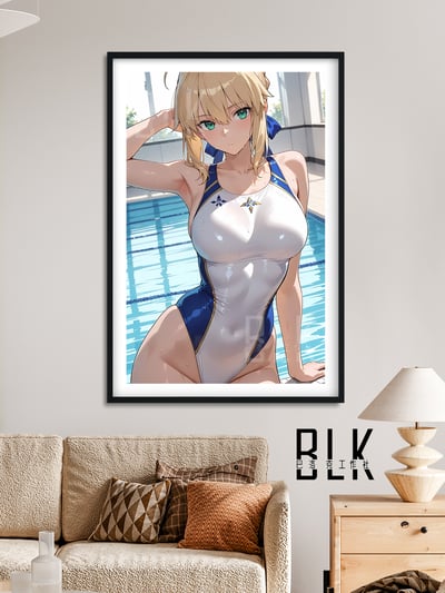 【週邊】巴洛克－Fate/stay night 泳池saber 裝飾畫&冰箱貼4