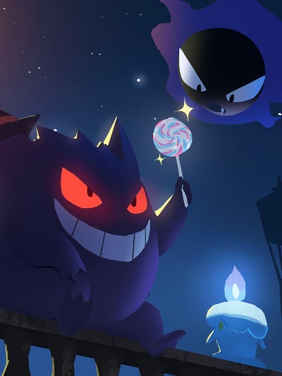 【週邊】星空工作室-萬聖耿鬼 寶可夢神奇寶貝鬼斯動畫二次元裝飾畫3