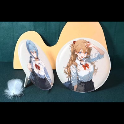 【週邊】阿喵畫社－新世紀福音戰士 綾波麗＆明日香 幻彩徽章桌面擺件2