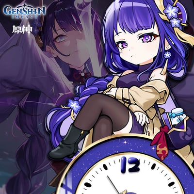 【週邊】阿喵畫社－原神 雷神 鐘錶裝飾畫2