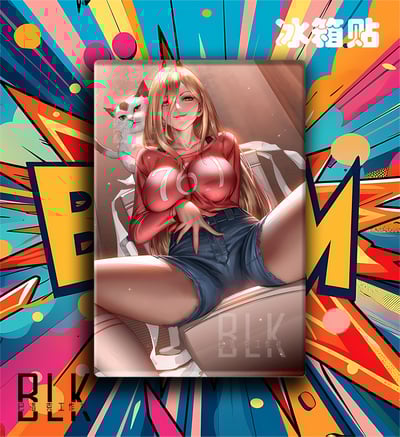 【週邊】巴洛克－鏈鋸人 貓咪帕瓦 裝飾畫&冰箱貼5