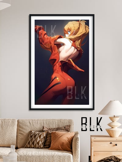 【週邊】巴洛克－新世紀福音戰士 明日香背影 裝飾畫&冰箱貼4