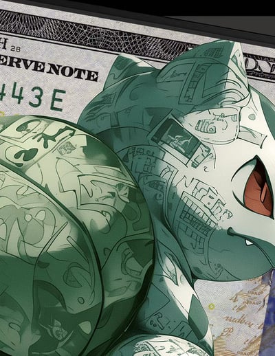 【週邊】千鳥社-精靈寶可夢妙蛙種子美元地毯招財潮流畫3