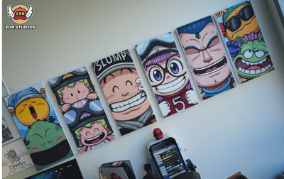 【週邊】ZOR-Studios-手繪藝術掛畫 企鵝村笑臉組3