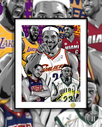 【週邊】H2工作室-勒布朗詹姆斯 NBA湖人騎士熱火詹姆斯老詹裝飾畫1