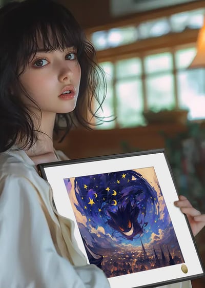 【週邊】皇呱工作室-星空耿鬼精靈寶可夢梵谷裝飾畫3