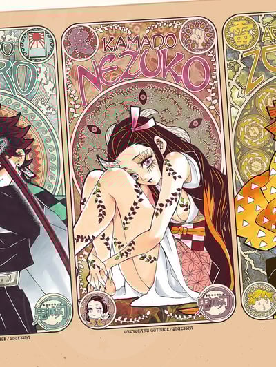 【週邊】星空工作室-鬼滅四小隻 鬼滅之刃無限城篇炭治郎彌豆子善逸伊之助炎柱猗窩座裝飾畫3