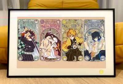 【週邊】星空工作室-鬼滅四小隻 鬼滅之刃無限城篇炭治郎彌豆子善逸伊之助炎柱猗窩座裝飾畫2