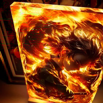 【週邊】阿喵畫社-發炎呼吸 炭治郎發光透明卡磚2