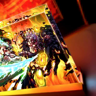 【週邊】阿喵畫社－索隆VS燼 發光展示磚4