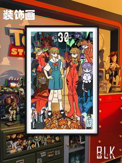 【週邊】巴洛克－新世紀福音戰士 百變明日香 裝飾畫 & 冰箱貼1