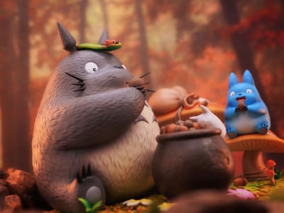 【宮崎駿】龍喵-宮崎駿生態場景 吃橡果的龍貓3