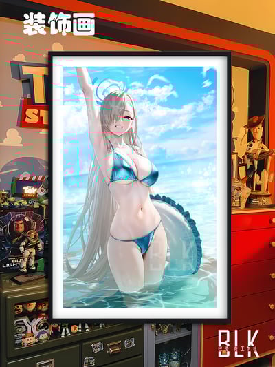 【週邊】巴洛克－蔚藍檔案 泳圈明日奈 裝飾畫&冰箱貼1