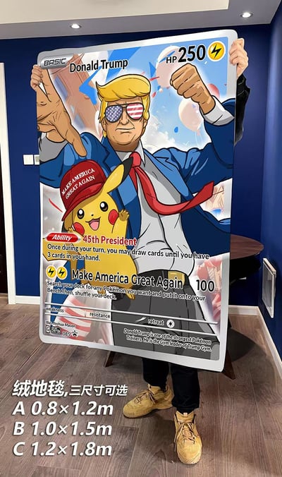 【週邊】千鳥社-皮卡丘特朗普精靈寶可夢川普午睡毯地毯裝飾畫6