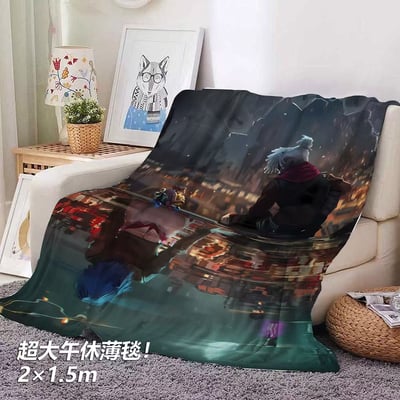 【週邊】千鳥社-英雄聯盟雙城之戰jinx金克絲艾克午睡毯地毯裝飾畫4