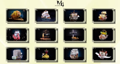 【海賊王】M4工作室-全員船系列 第十二彈 草帽船 飛行.前進梅麗號4