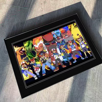 【週邊】千鳥社-歷代小智王牌寶可夢噴火龍皮卡丘甲賀忍蛙裝飾畫5