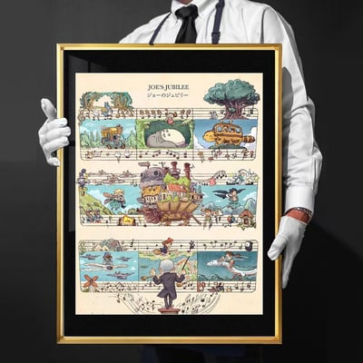 【週邊】千鳥社-宮崎駿動畫配樂久石讓千尋移動城堡龍貓裝飾畫1