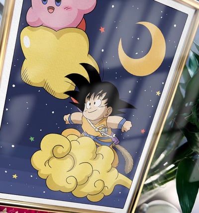 【週邊】千鳥社-小悟空星卡比七龍珠Kirby裝飾畫3