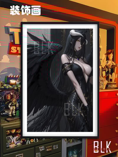 【週邊】巴洛克－Overlord 黑衣雅兒貝德 裝飾畫&冰箱貼1