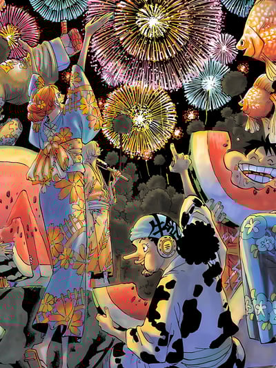 【週邊】星空工作室－海賊王 煙火草帽團 裝飾畫3