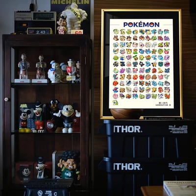 【週邊】千鳥社-精靈寶可夢二世代圖鑑皮卡丘瑪力露麗波克比裝飾畫5