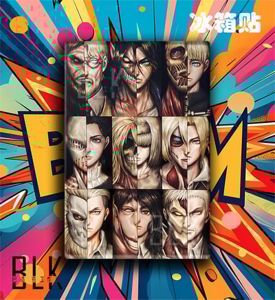 【週邊】巴洛克－進擊的巨人 九大巨人 裝飾畫 & 冰箱貼4
