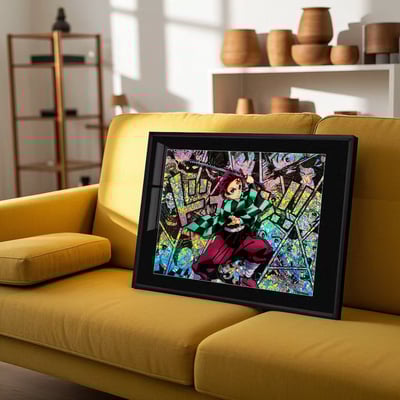 【週邊】千鳥社-漫畫碎彩鐳射系列 第一彈 鬼滅之刃灶門炭治郎漫畫炫彩鐳射穀子海報裝飾畫2